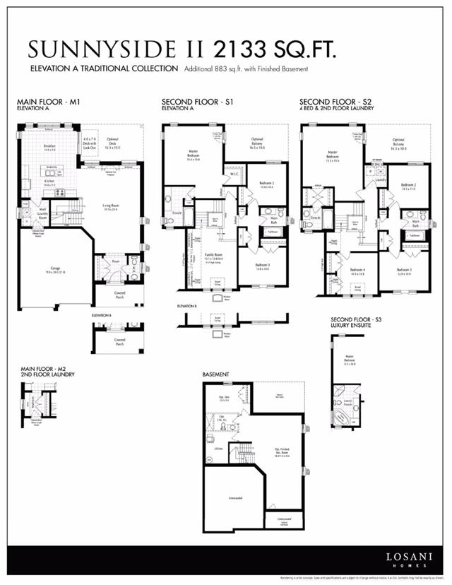 Sunnyside II floor plan at Orchard Park by Losani Homes in Hamilton, ON