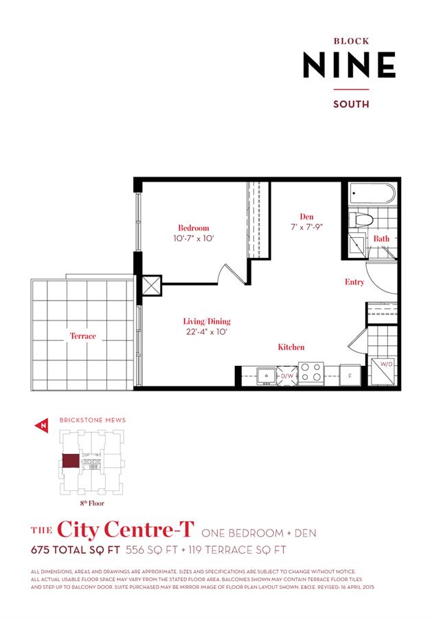 City Centre T floor plan at Block Nine The North Tower + The South