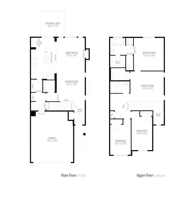Huntington floor plan at New Brighton in Calgary, AB