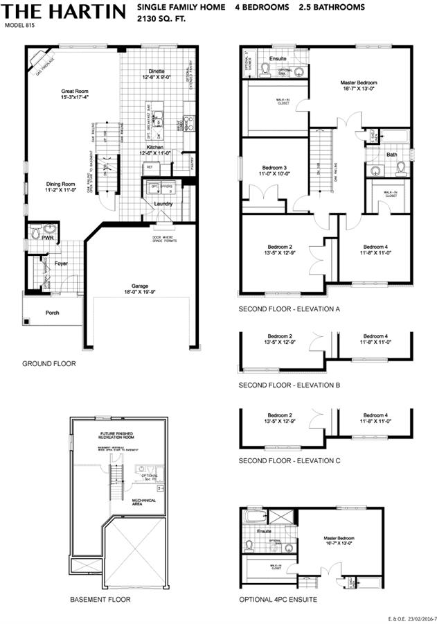 The Hartin floor plan at Rathwell Landing in Ottawa, ON