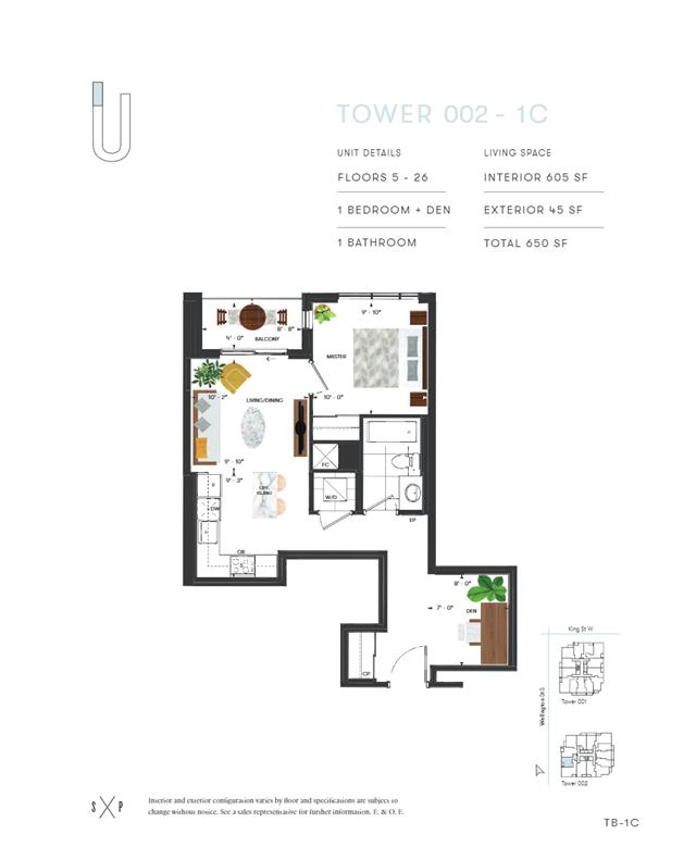 Union Towers Phase 1 Tower 002 1C Floor Plan, Kitchener ON Livabl