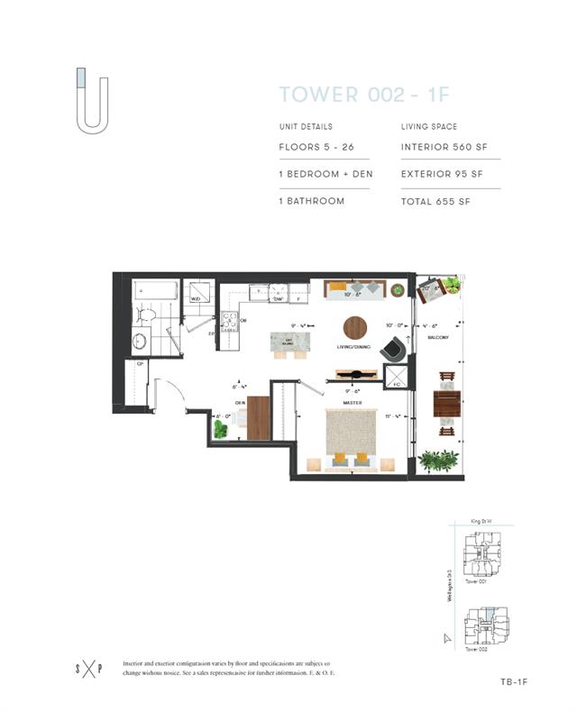 Union Towers Phase 1 Tower 002 1F Floor Plan, Kitchener ON Livabl