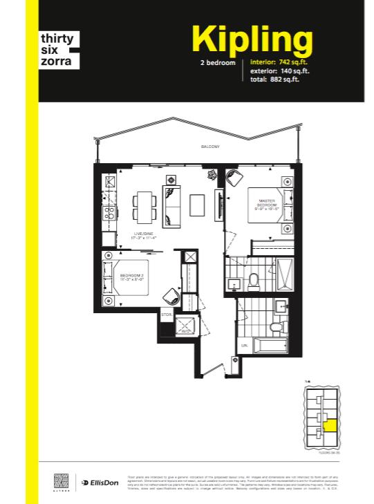 Kipling floor plan at Thirty Six Zorra in Toronto, ON