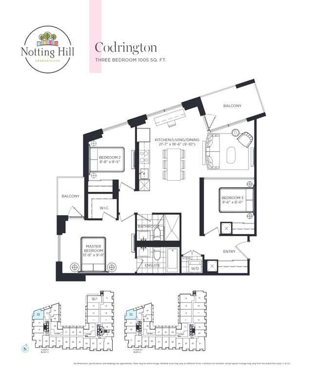 Codrington floor plan at Notting Hill Condominiums in Toronto, ON