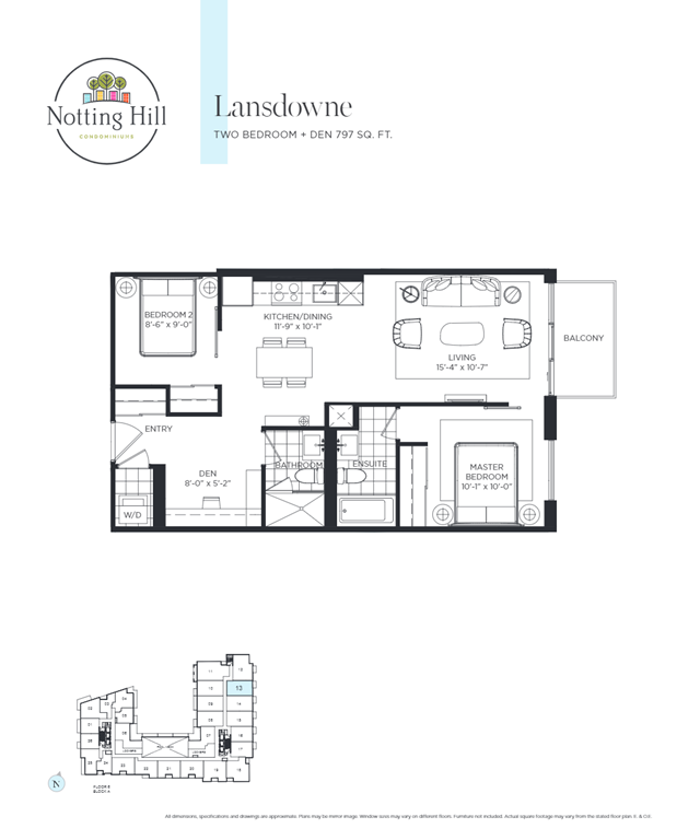 Lansdowne floor plan at Notting Hill Condominiums in Toronto, ON