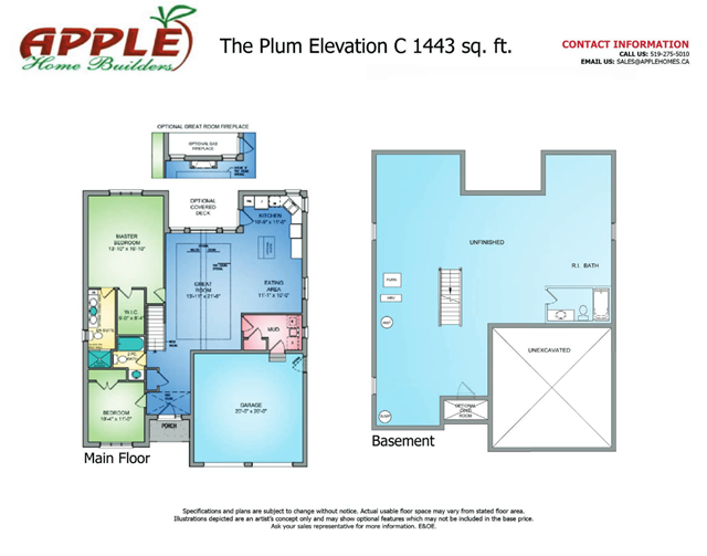 The Orchards The Plum Elev. C Floor Plan, Tavistock ON Livabl