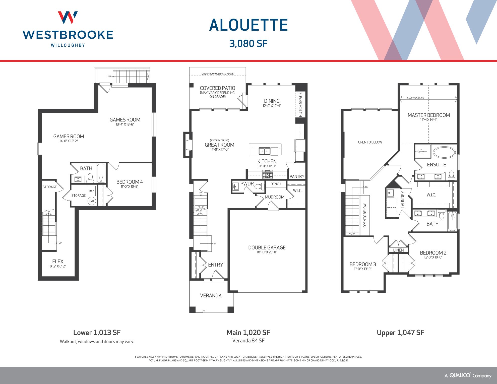 Alouette floor plan at Westbrooke at Willoughby (Phase 1) in Langley Township, BC